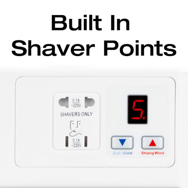 ProWashroom MYLEK Digital Body & Hair Dryers Wall-Mounted Hair Dryer with Shaver Sockets 5 Heat Settings