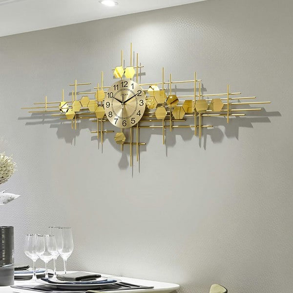 Clark Art Deco Wall Clock, Silent Clock, Gold-Weilai-Weilai Concept