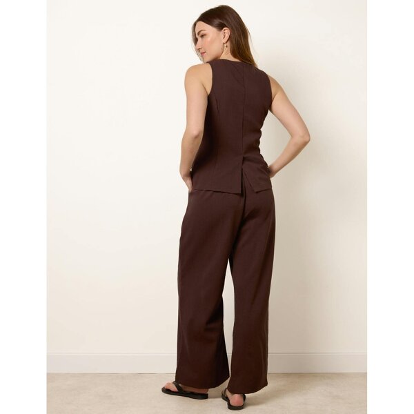 Blue Vanilla Round Neck Button Through Vest & Trouser Set