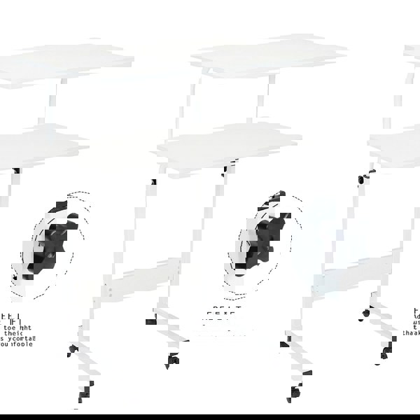 Living and Home Height Adjustable Mobile Table Overbed Desk with Wheels