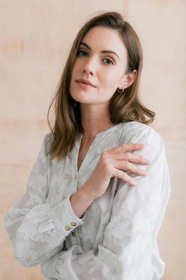 Lily & Me Poplar Cotton Jacquard Blouse Laurel