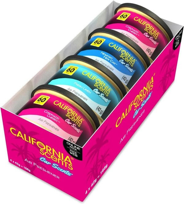 California Scents Car Air Fresheners Can, Pack of 4, Strong Adjustable Long-Lasting Fragrance, Eliminates Odour