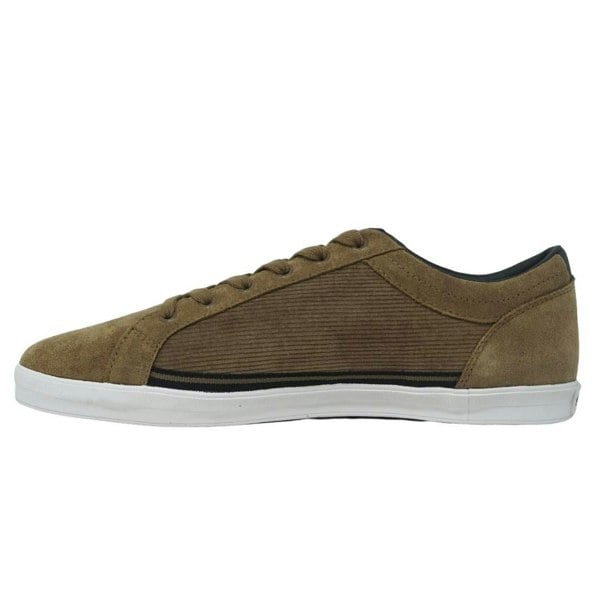 Fred Perry Baseline Tipped Corduroy Bark Trainers - Grey