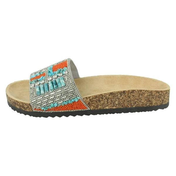 Spot On Ladies Spot On Beaded Mules F00348
