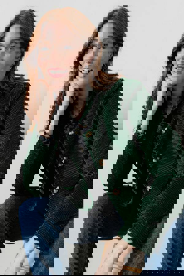 Lily & Me Ash Stretch Cotton Jumbo Cord Jacket Pine Green