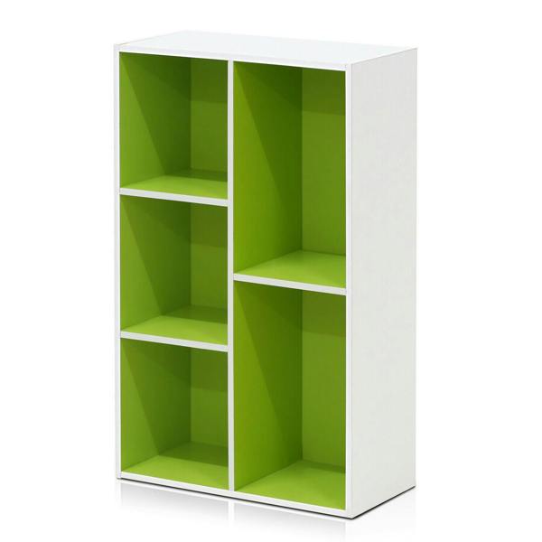 WALPLUS Luder 5-Cube Reversible Open Shelf, White/Green | Elegant Interior Wall Decoration