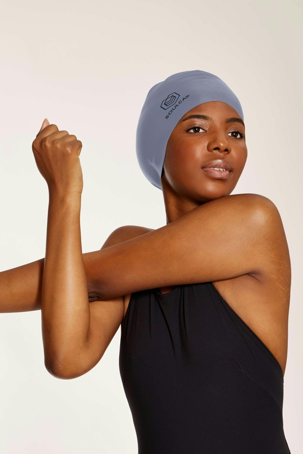 SOUL CAP Large Swim Cap for Long Hair - L - Blue Granite