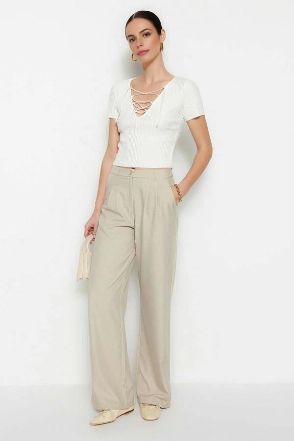 WOVCOR Wide Leg Pleated Trousers