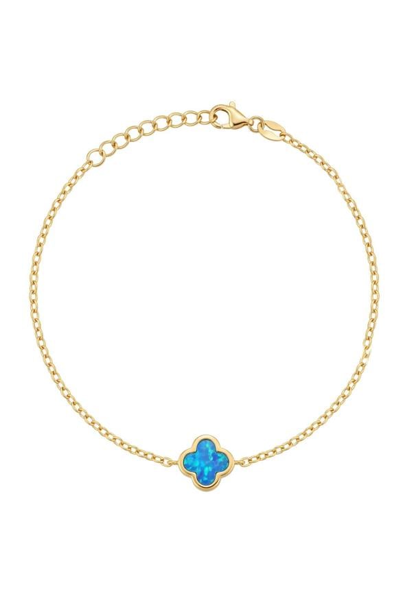 Latelita Flower Clover Blue Opal Bracelet Gold