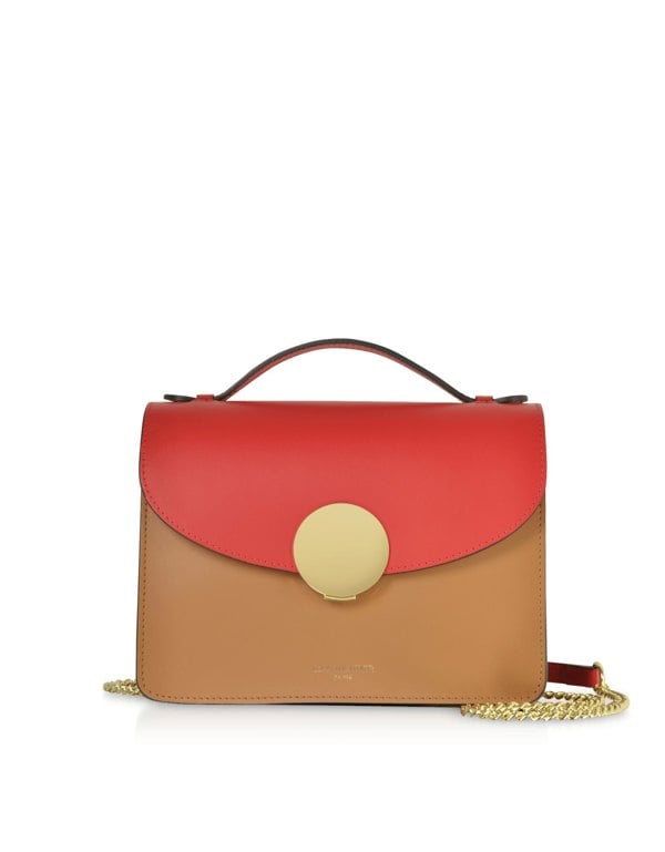 Le Parmentier New Ondina Color Block Flap Top Satchel Bag - Red / Caramel