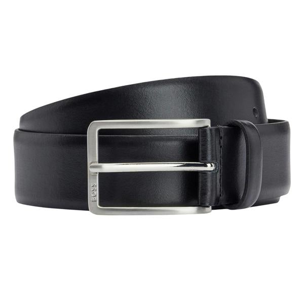 Boss Logo Leather Belt - Black - 