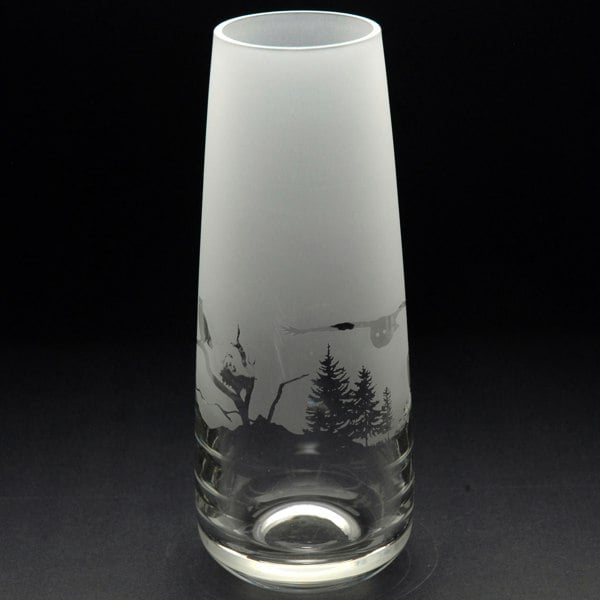 Glyptic Glass Art Owl Glass Bud Vase - Hand Etched/Engraved Gift