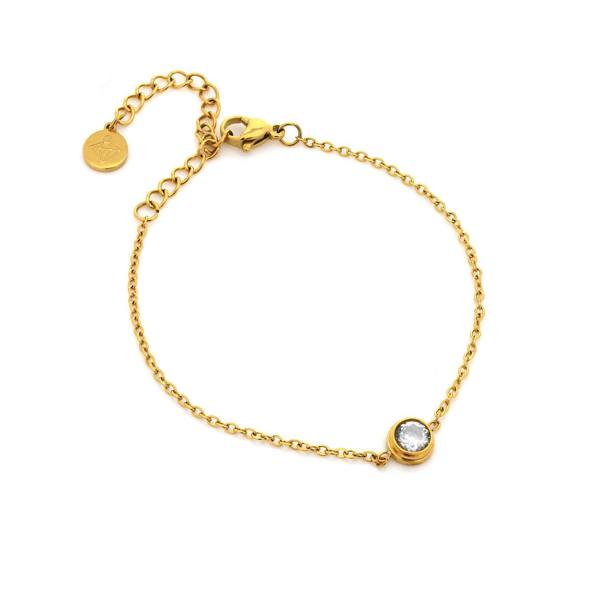 Say It With Dainty Bezel Bracelet - Yellow & Clear Stone