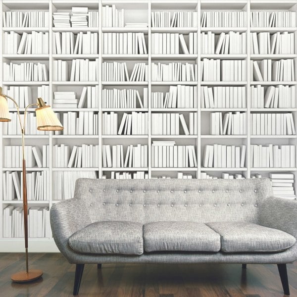 Origin Murals Library Wall Mural - White