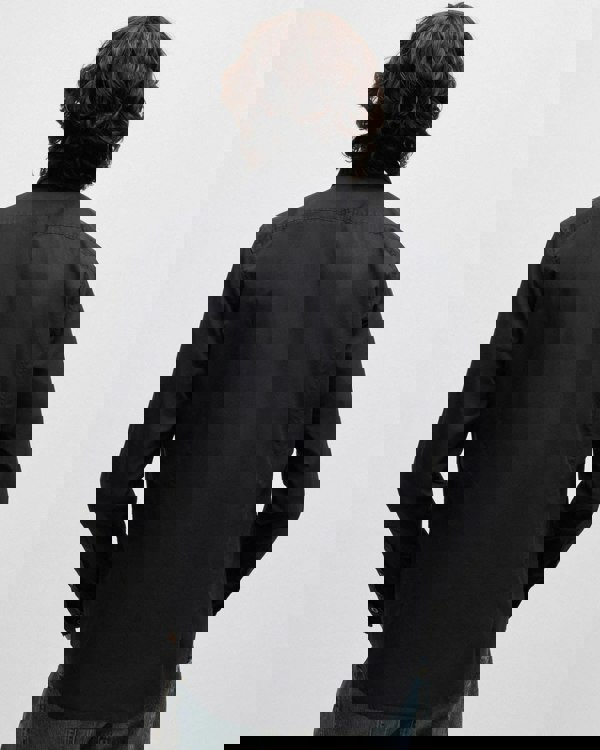 HUGO Ermo Mens Slim-Fit Shirt in Stretch-Cotton Canvas  - Black 001 - CHO - Designer Mens Shirts