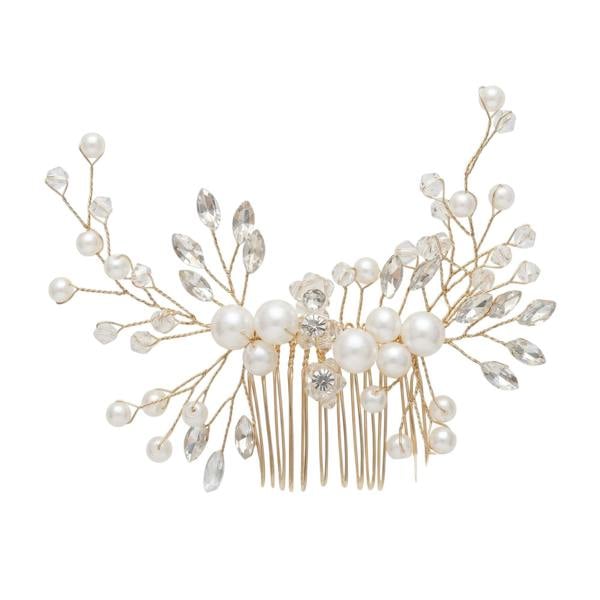 Gold Trip Pearl & Crystal Hair Comb