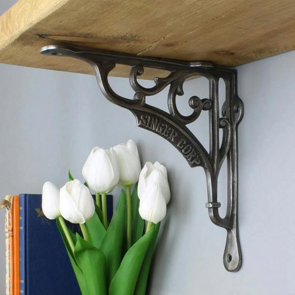 Pair of Antique Cast Iron Singer Corp Shelf Brackets