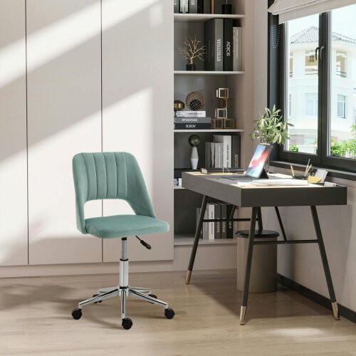 Vinsetto Mid-Back Swivel Home Office Chair Scallop Computer Chair - Green