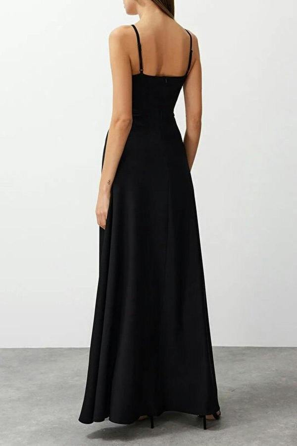 WOVCOR Woven Long Dress with Slit Detail