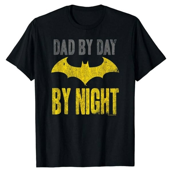 Batman Mens Dad By Day T-Shirt - Black/Yellow