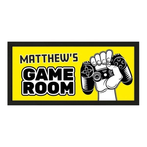 Personalised Wall Art Framed Print  Kids Game Room 