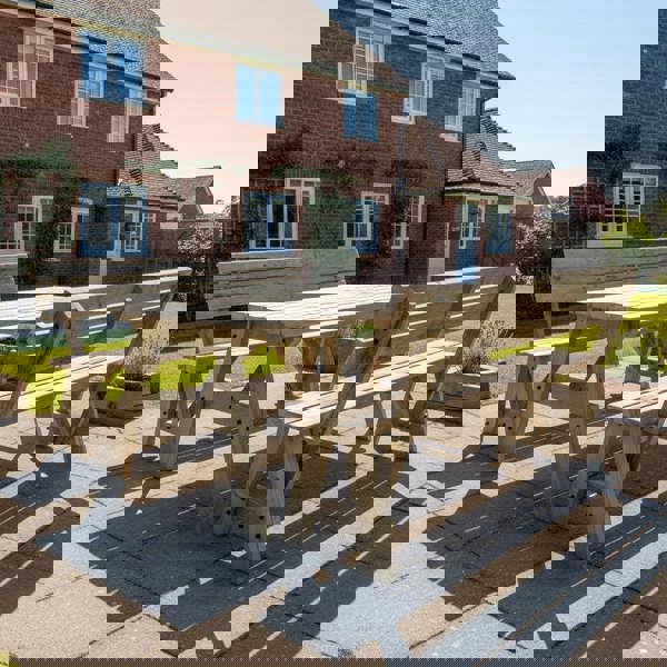 Arbor Garden Solutions Victoria Space Saving Picnic Table and Benches Set With Backrest