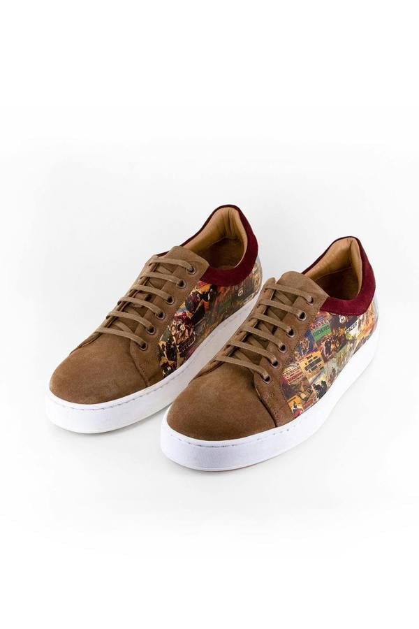 MOTOR RACE PRINT SUEDE AND LEATHER SNEAKERS - Premium Men's Patterned Shirt by Claudio Lugli | Bold Design, Tailored Fit, Best Printed Shirts