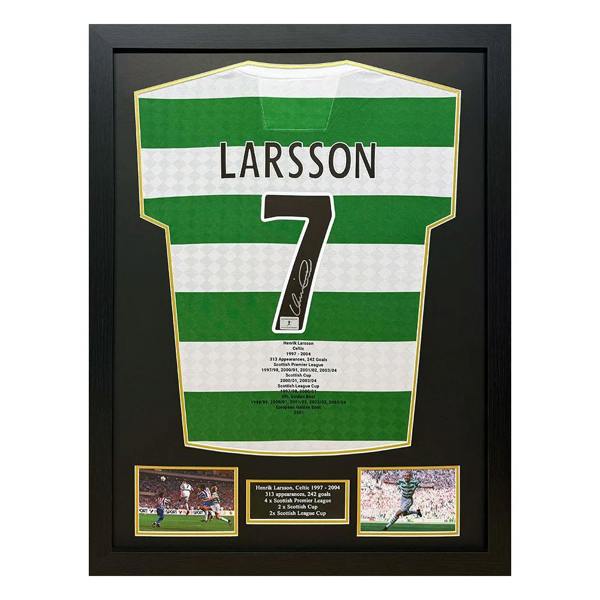 Unbranded Framed Henrik Larsson Signed Centenary Celtic Shirt with Career Stats
