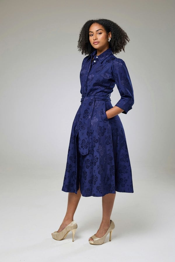 Isha's Timeless collection Royal Blue Petals Sleeved Dress