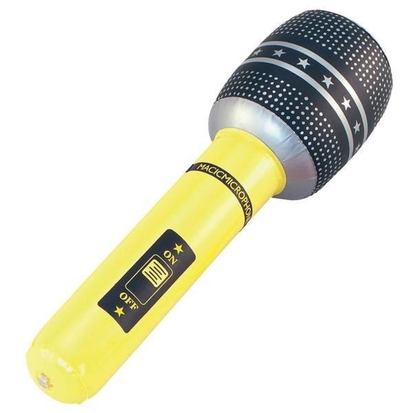 Bristol Novelty Inflatable Microphone - Yellow/Black/Silver - 