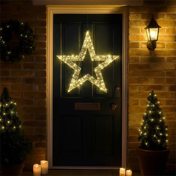Xmas Haus 55x55cm Metal Star 100Warm White Micro Led 5m Cable