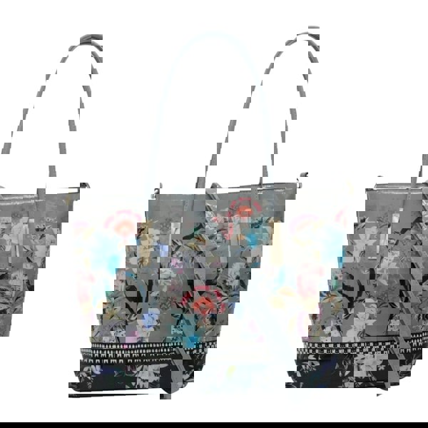 Kitise Elegant Floral Print Patent Leather Tote Shoulder Bag