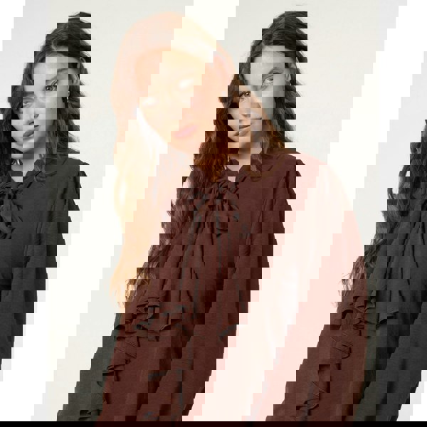 Blue Vanilla Ruffle Pussy Bow Blouse