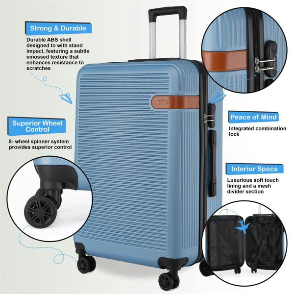 Infinity Luggage Hard Shell Cabin 36 x 22 x 56 cm ABS Suitcase Suitable for Easyjet, Ryanair, Wizzair