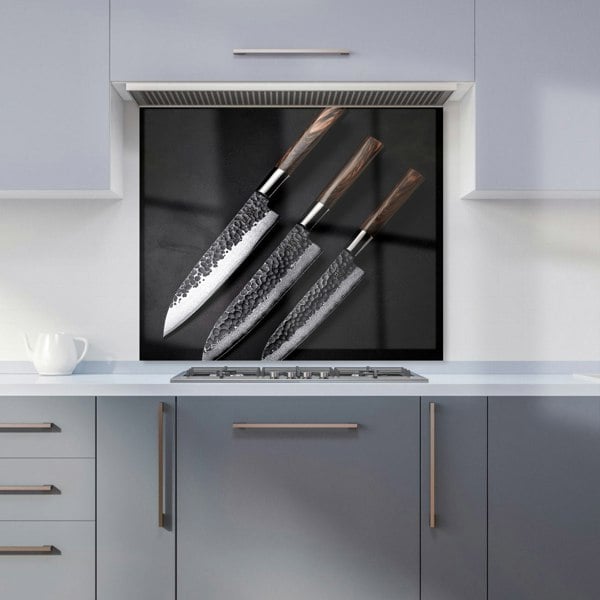 Warren Reed - Designer Elegant Trio of Chef's Blades Kitchen Splashback