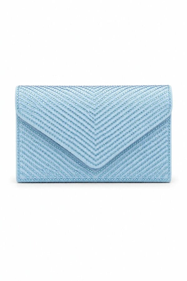 Love Lemonade Crystal Glam Envelope Clutch Bag Light Blue