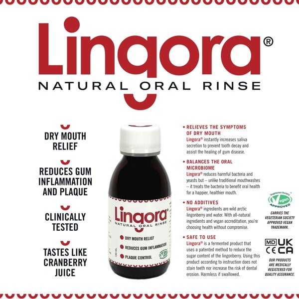 Lingora Natural Oral Rinse, Twin-Pack, for Acute Oral Health Issues, Vegan 2 x 120 ml