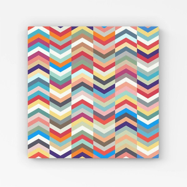 Warren Reed Geometric Multi Colored Chevron Pattern Canvas