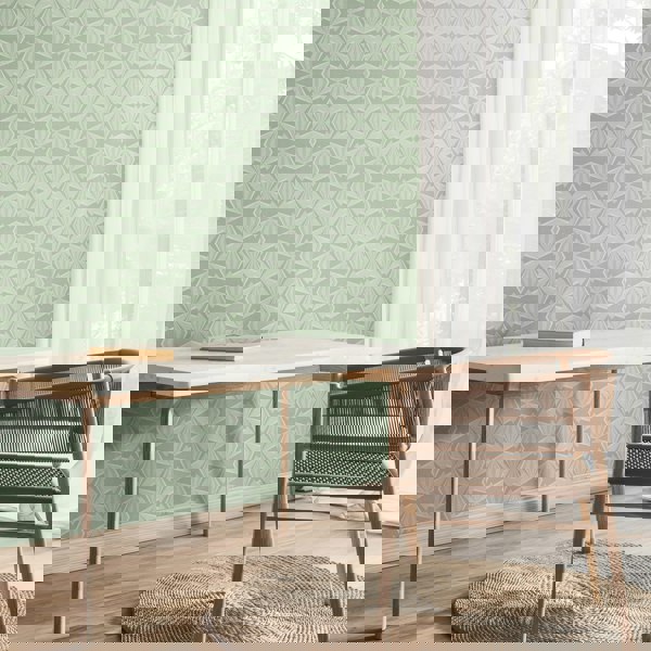 Hoopla Walls Sunray Diamond - Mint Green 10m Wallpaper
