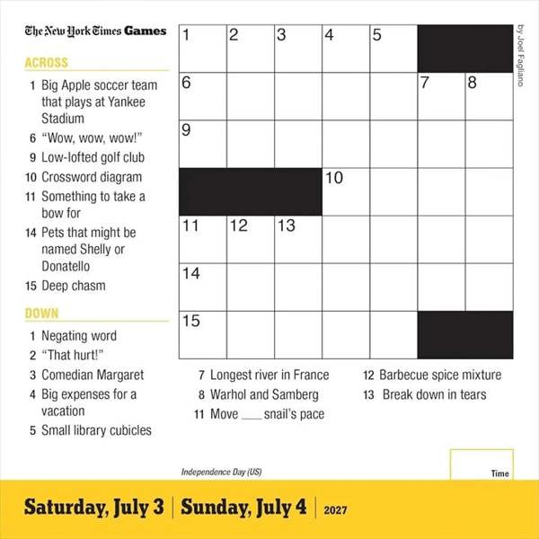 New York Times Mini Crossword Desk Calendar 2027, Desk Calendars, Day To View, Entertainment, Gift