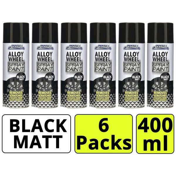 Carpride 6X Alloy Wheel Black Matt Spray Paint 400ml