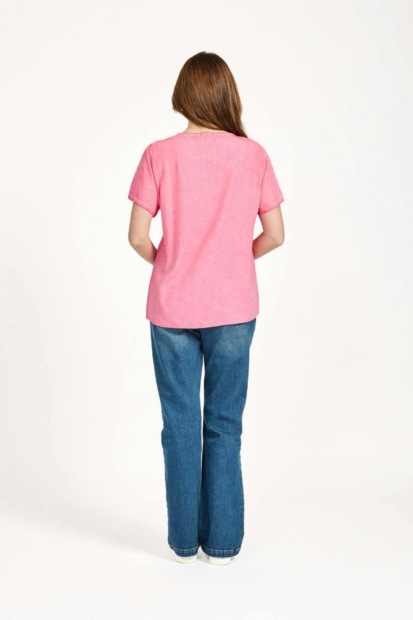 Mudflower Acid Wash Embroidery Anglaise Embellished Top