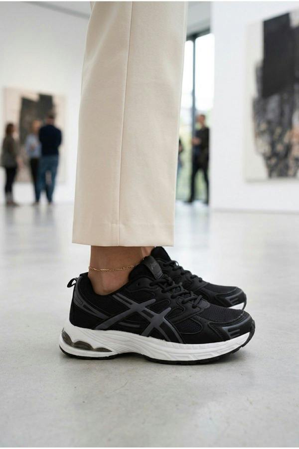 Constance Mixed Media Panelled Trainers - Black