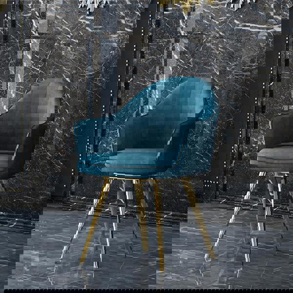 Weilai Concept LUCI Dining Table, Marble And Gold Metal