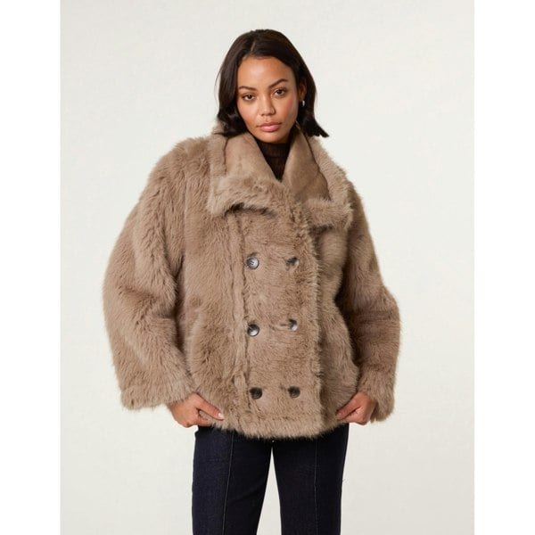 Blue Vanilla Reversible Short Faux Fur Coat