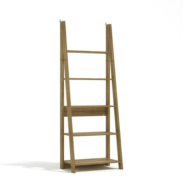 Wyld Haus Athy Brown Oak Wooden Ladder Bookcase 5 Shelves