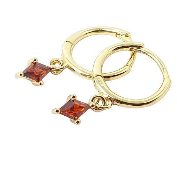 Harfi Garnet January Birthstone Delicate Dangle Hoops