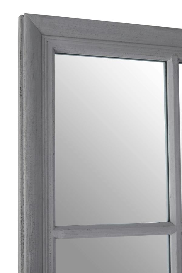 Interiors by Premier Hawthorne Antique Grey Finish Wooden Grid Wall Mirror