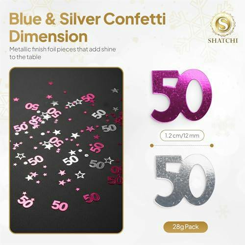 50th Birthday Pink and Silver Foil Confetti Pack for Table Decoration and Party Styling image 1