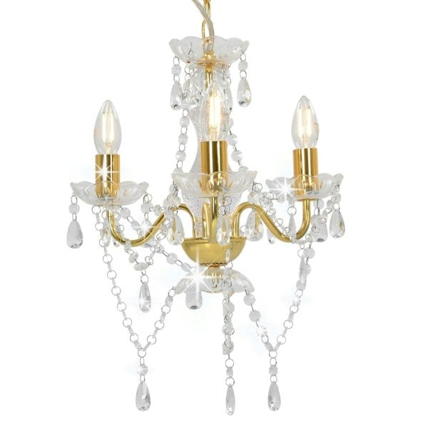 Berkfield Chandelier with Beads Golden Round 3 x E14